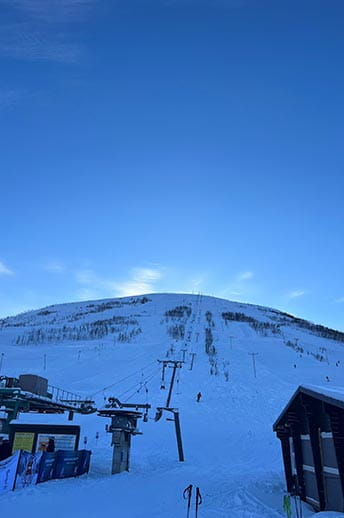 A view from the bottom of the slope.